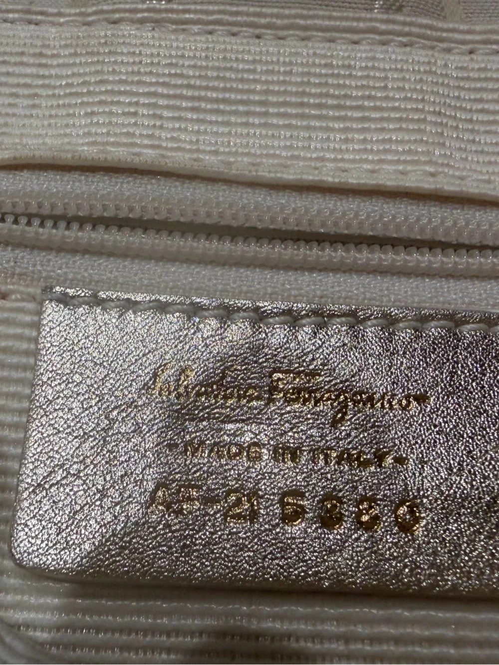 Salvatore Ferragamo Cream Gancini Jacquard Shoulder Bag with Gold Hardware